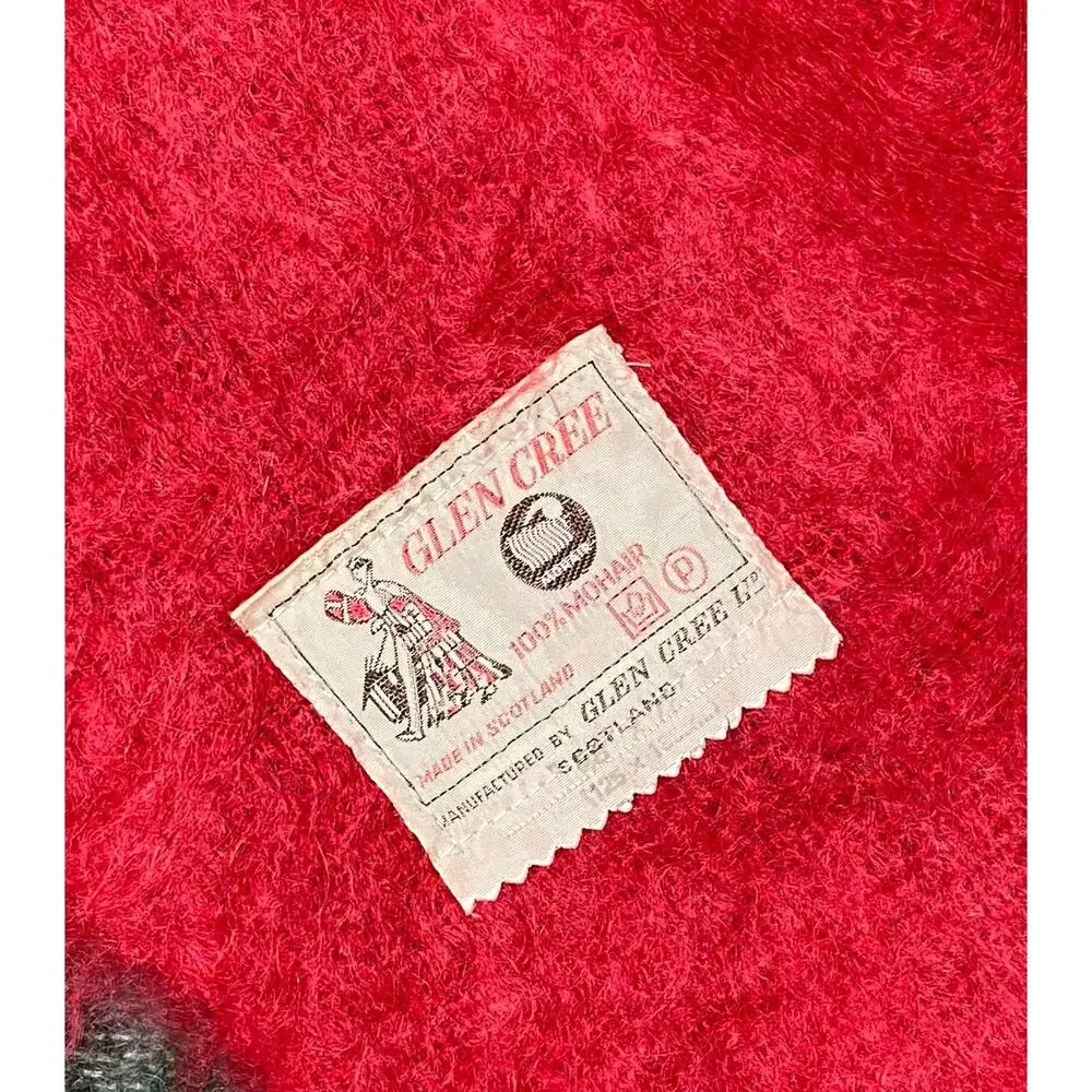VTG Glen Cree Scottish Mohair Blanket, Red, Green, Tartan Plaid Excellent Cond.